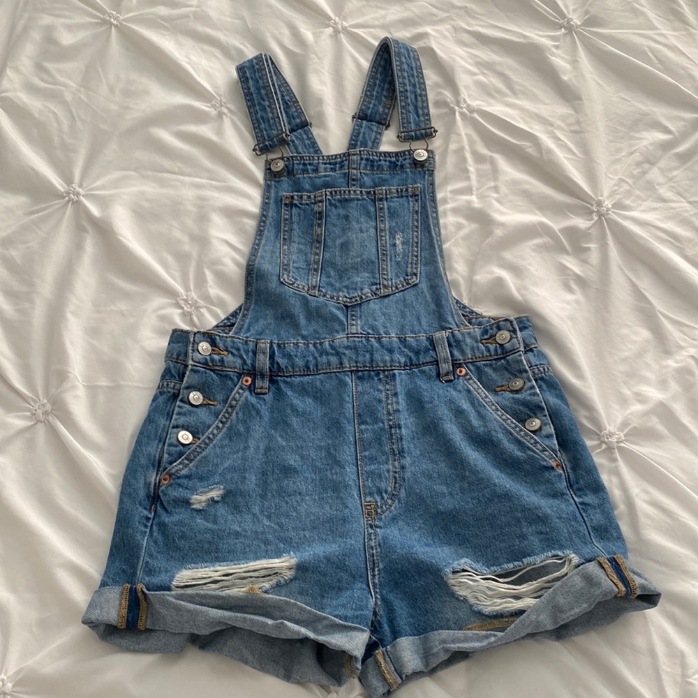 Denim overalls romper